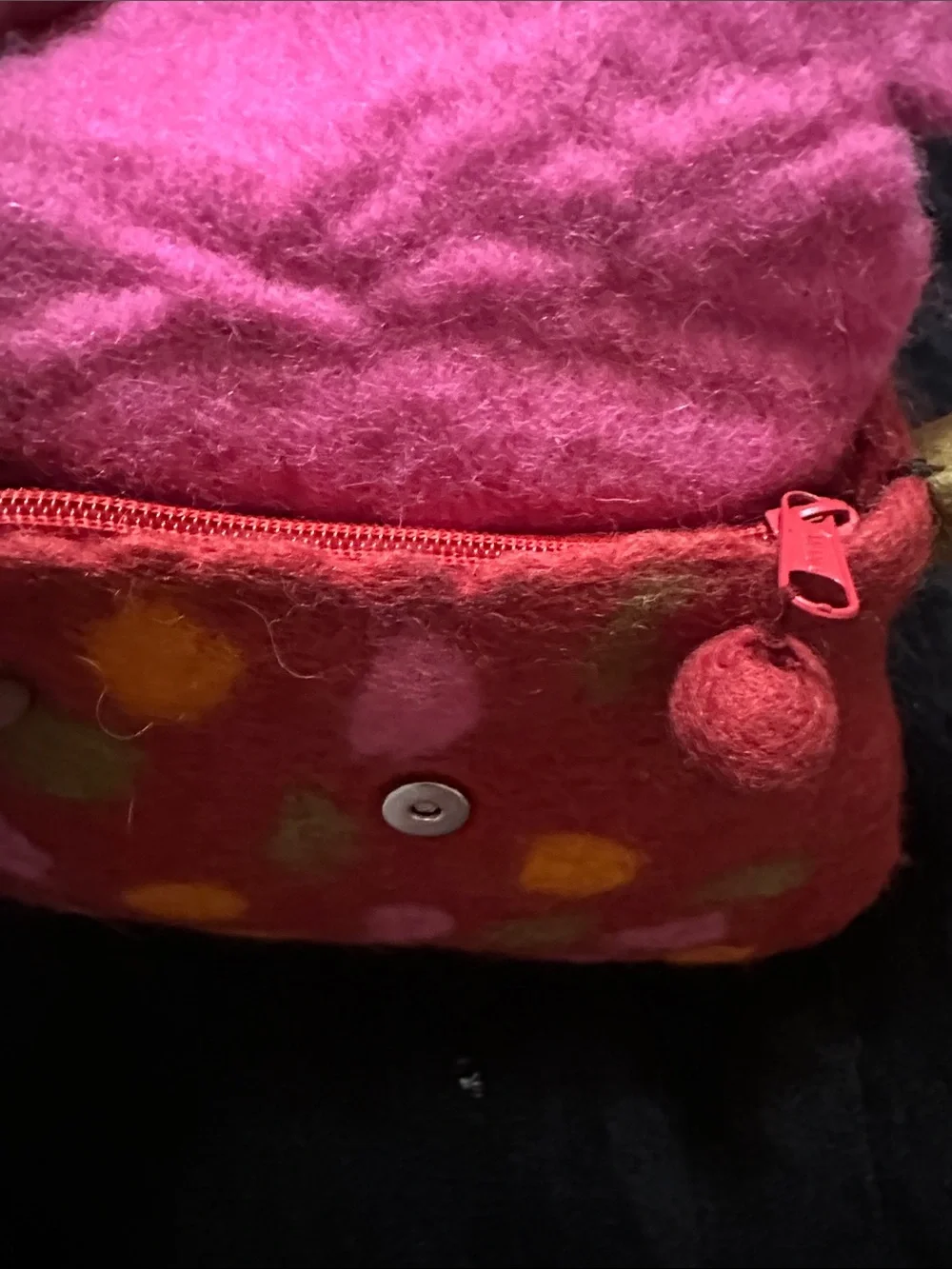 RISING TIDE Vibrant Felt Polka Dot Crossbody Shoulder Bag - Pink & Multicolor